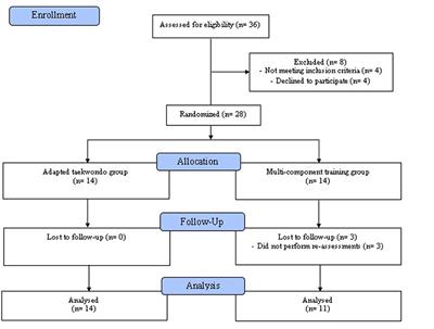 Impact of adapted taekwondo vs. multicomponent training on health status in independent older women: a randomized controlled trial